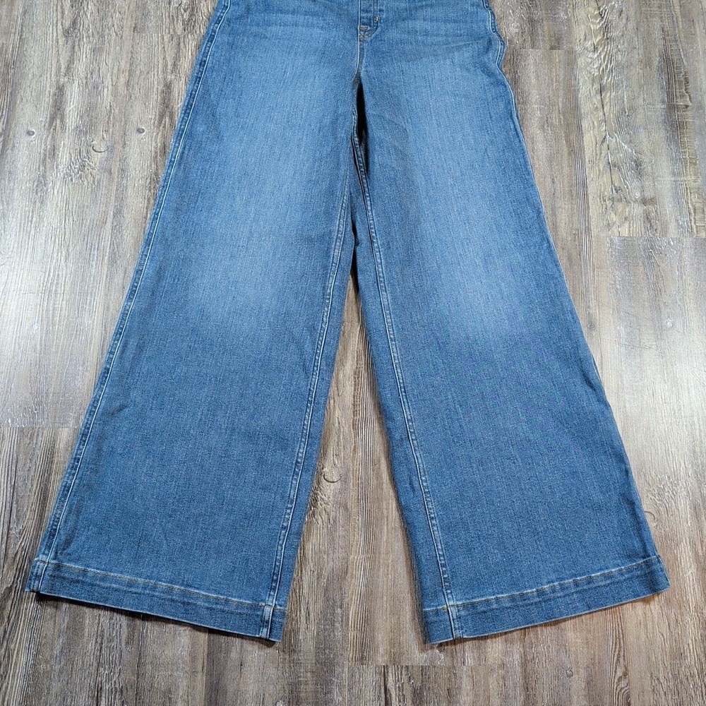 SPANX Women's Wide Leg Denim Jeans in Medium Blue - Picture 2 of 13